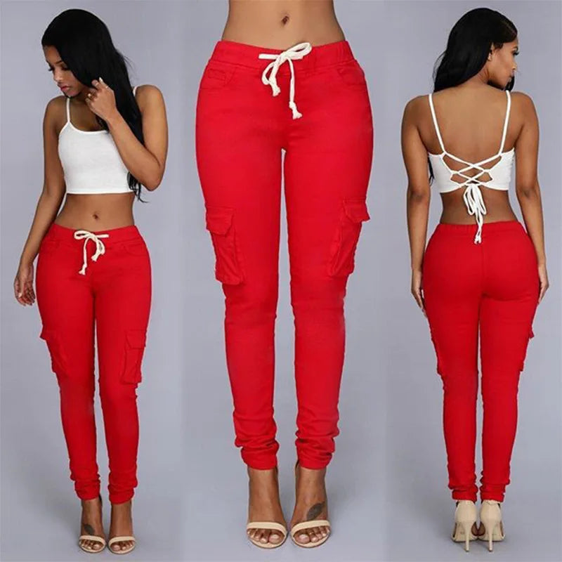 Slim-Fit Bleistifthose für Damen mit Kordelzug & Taschen